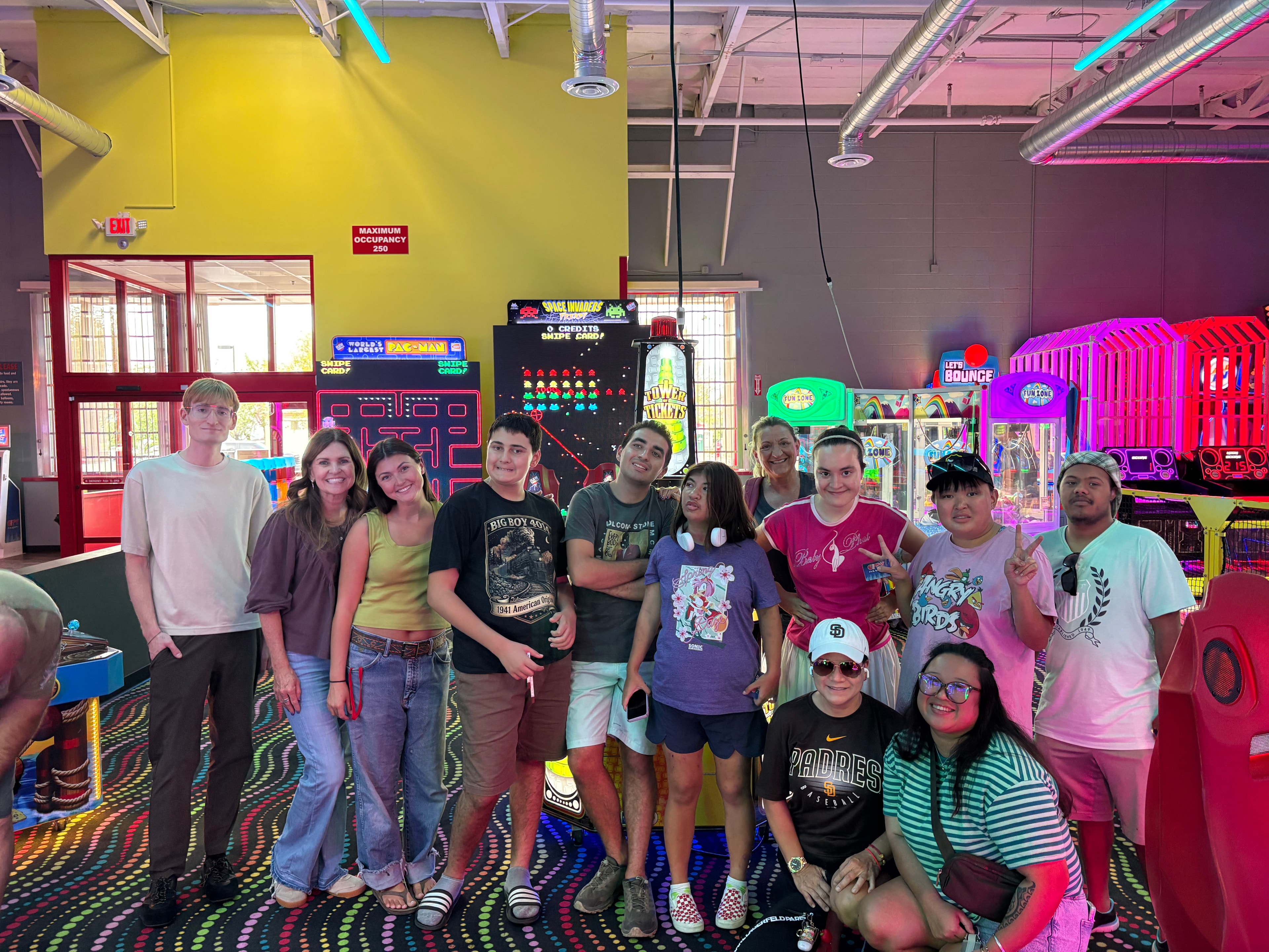 Friends with and without disabilities at a community event
